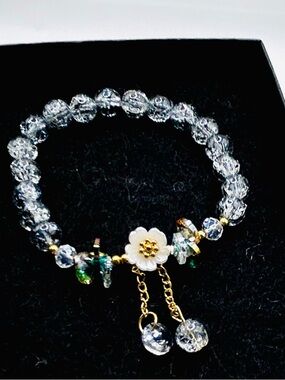 Buttercup Lily of the Valley White Poppies floral charm bracelet NEW fairycore